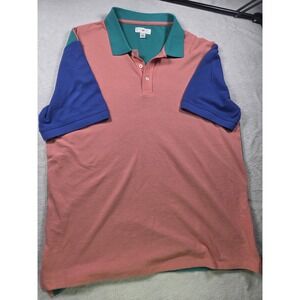 BP Nordstrom Colorblock Polo Shirt XL Retro Preppy Pink Blue Green Cotton Pique